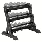 Soporte para mancuernas de 3 niveles, estante para pesas, almacenamiento para gimnasio en casa, 453.59 kg