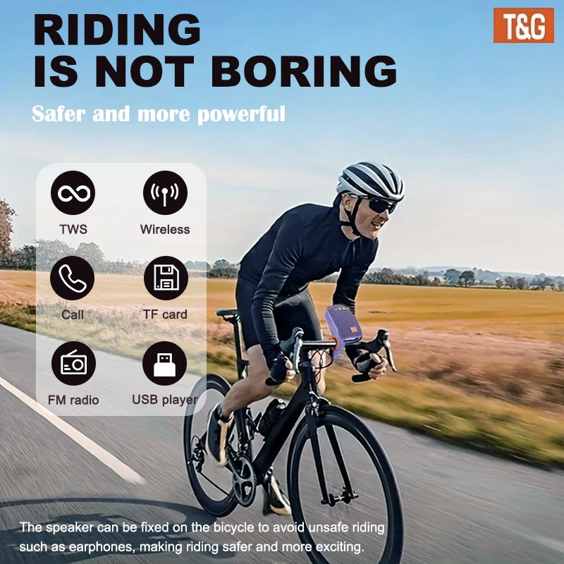 Altavoz Bluetooth | Altavoz sin varillas portátil para ciclismo al aire libre T&G TG392 | Altavoz para bicicleta y motocicleta | Alcance sin