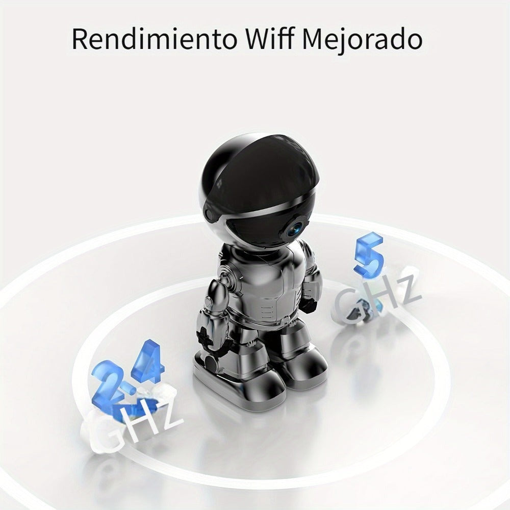 Cámara de Robot para Smartphone HD de 3MP, Cámaras Interiores con Audio y Video, Cámaras de Seguridad Inalámbricas para Interiores y Exteriores, Cámara para Mascotas para Gato Perro, Cámara de Vigilancia de 360 Grados con Visión Nocturna para Dormitorio,