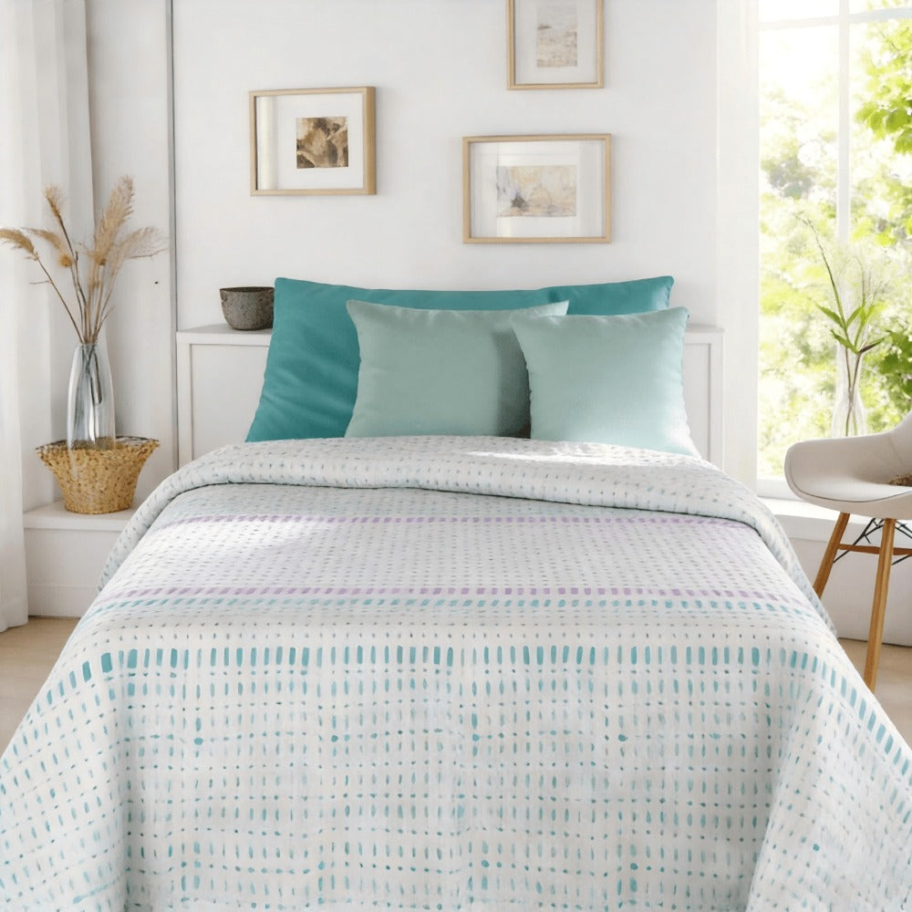 Colcha Reversible de Verano Bouti, Edredón de Microfibra Estampado, Ligera y Transpirable para Todas las Estaciones, Manta Fina para Primavera y Verano (Sin Fundas de Almohada)