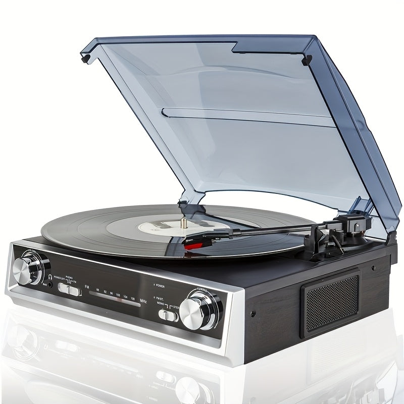 Tocadiscos | Tornamesa de vinilo, tocadiscos con altavoz incorporado, 3 velocidades, fonógrafo vintage de transmisión por correa, radio FM