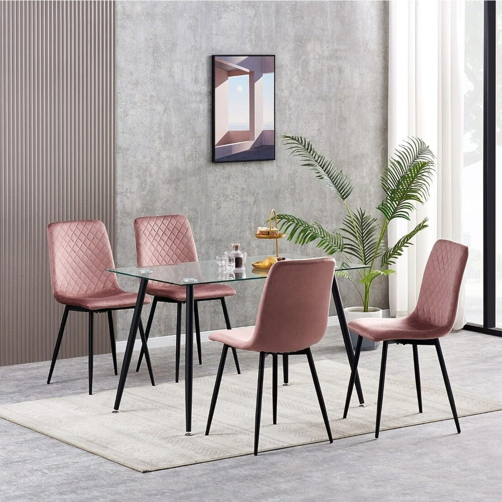 Sillas de comedor MCC Direct en conjunto de 4 piezas Hechas de terciopelo, patas de metal, sillas Lexi, sillas de diseño