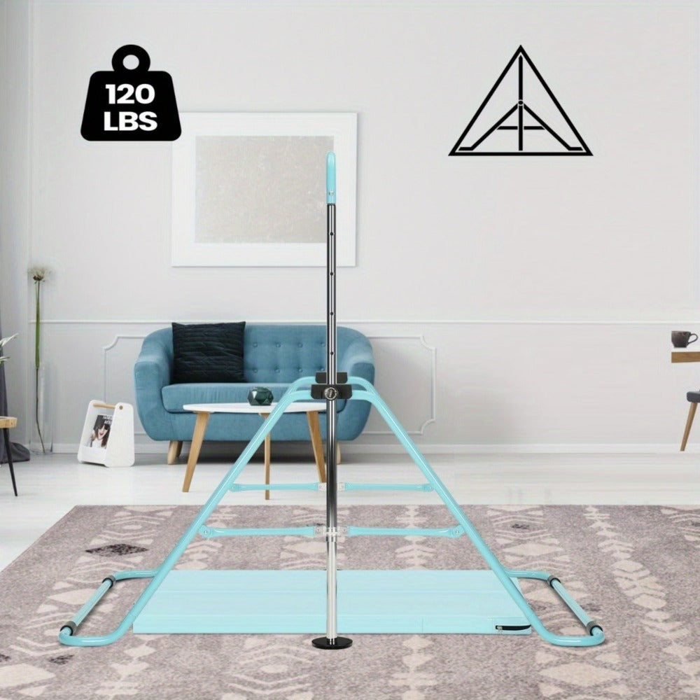 Barra de gimnasia ajustable para entrenamiento en casa, completa con agarres, muñequeras, clavos de suelo y una alfombra de ejercicios