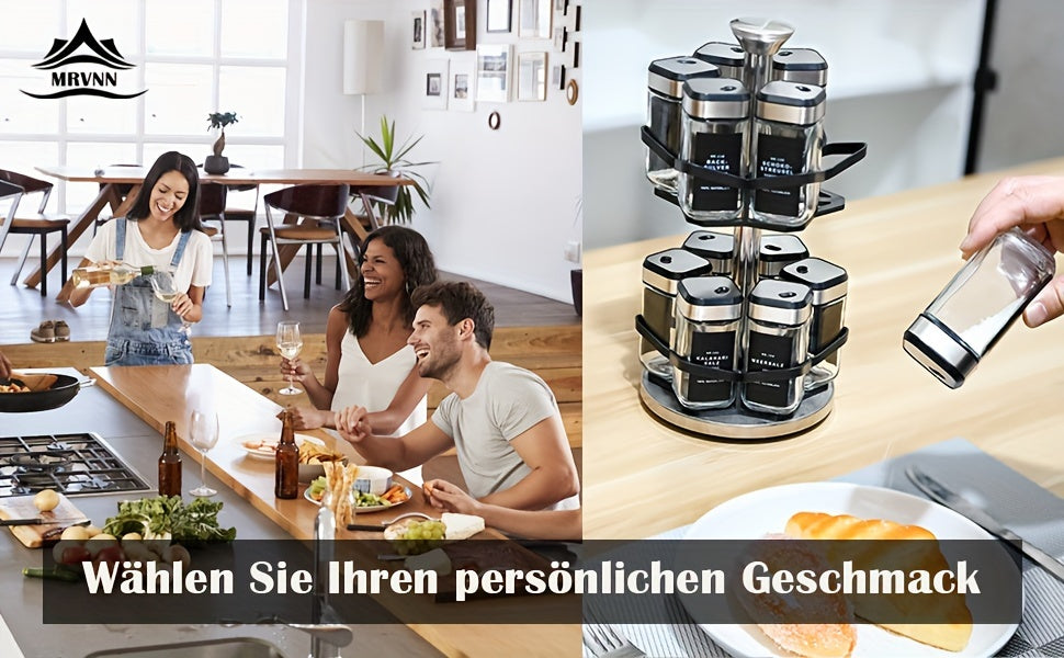 Organizador de Especias Giratorio de Dos Niveles con 6 o 12 Frascos de Especias de 120 ml Cada Uno, Diseñado para una Fácil Selección con Rotación de 360° y Orificios de Tamiz, Hecho de Acero Inoxidable para una Organización Práctica de Especias