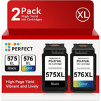 Cartuchos de Tinta 575 XL 576 XL Compatibles con Canon 575 576 Cartuchos de Tinta y Color para Canon PIXMA TS3550i TR4750i TR4751i TS3551i Paquete de 2