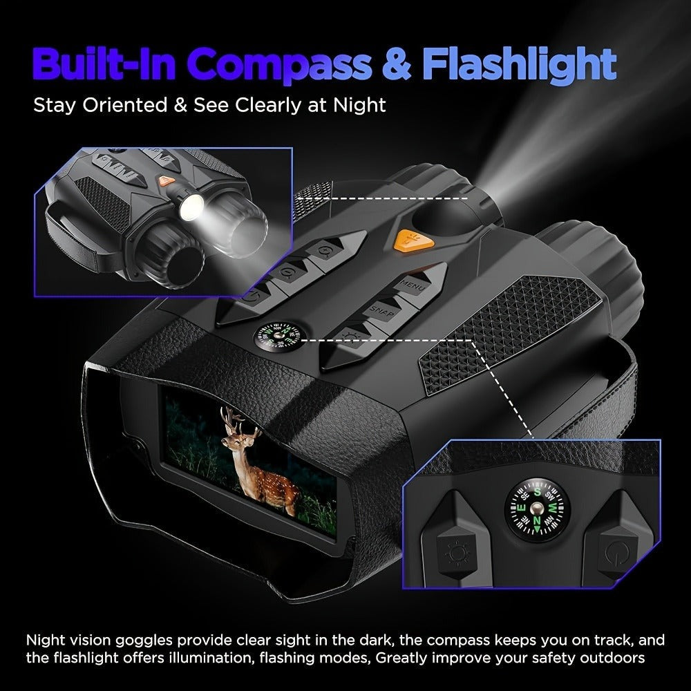 Gafas Binoculares de Visión Nocturna Infrarroja, con Luz Táctica, Batería de Litio de Gran Capacidad de 5000mAh, Zoom Digital 10x, Pantalla IPS Ultra HD de 3 Pulgadas, Distancia de Visión Nocturna de 800m, Regalo Perfecto para Entusiastas del Aire Libre |