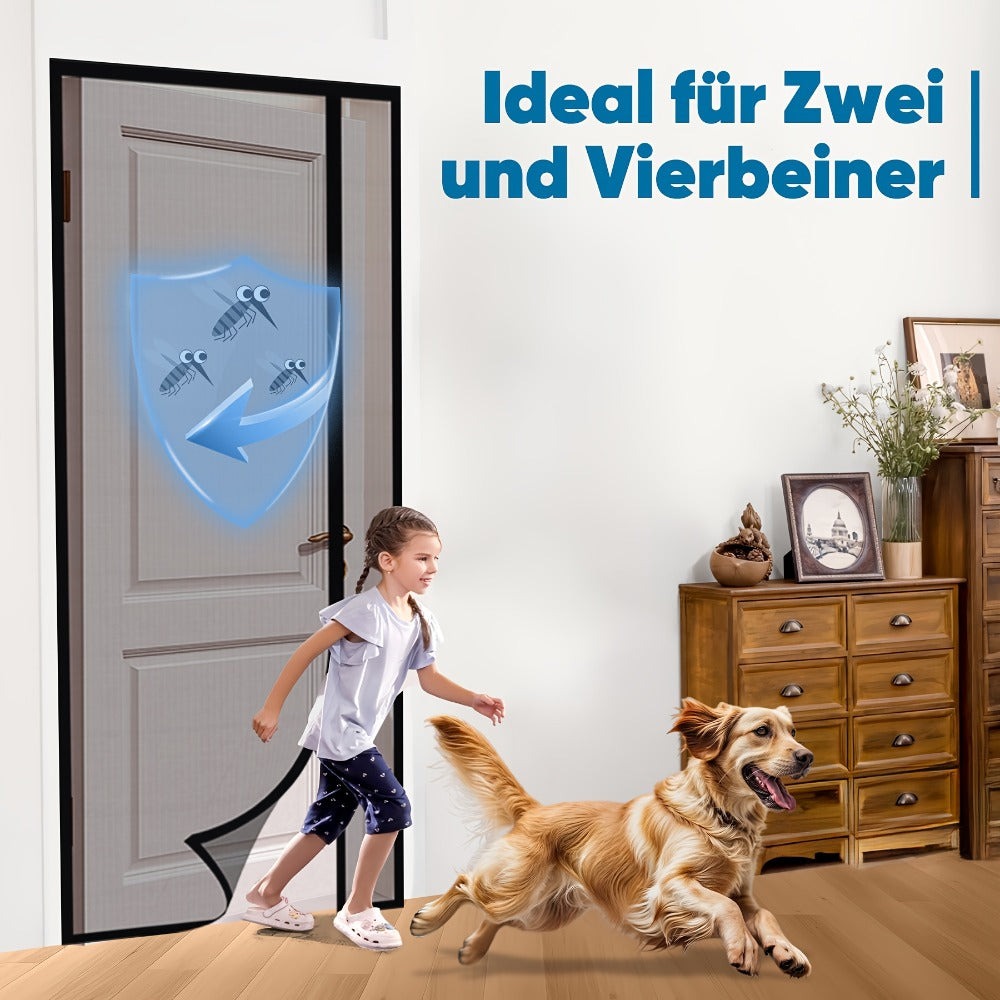 Cortina mosquitera magnética de fibra de vidrio contra arañazos de gatos, protección contra insectos para apertura lateral, mosquitera magnética para puerta de balcón, fácil instalación, sin taladrar, 85x200cm, negra