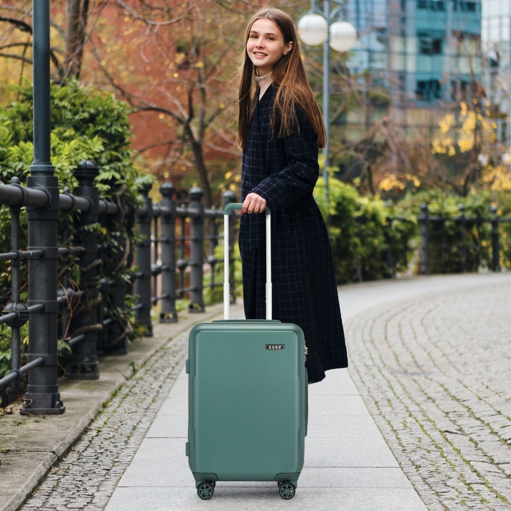 3 piezas de equipaje de cabina Kono de 20/24/28 pulgadas, equipaje de mano, pequeño, PC+ABS, carcasa dura, ligero, duradero, bolsa de viaje con ruedas dobles giratorias, cerradura de seguridad TSA