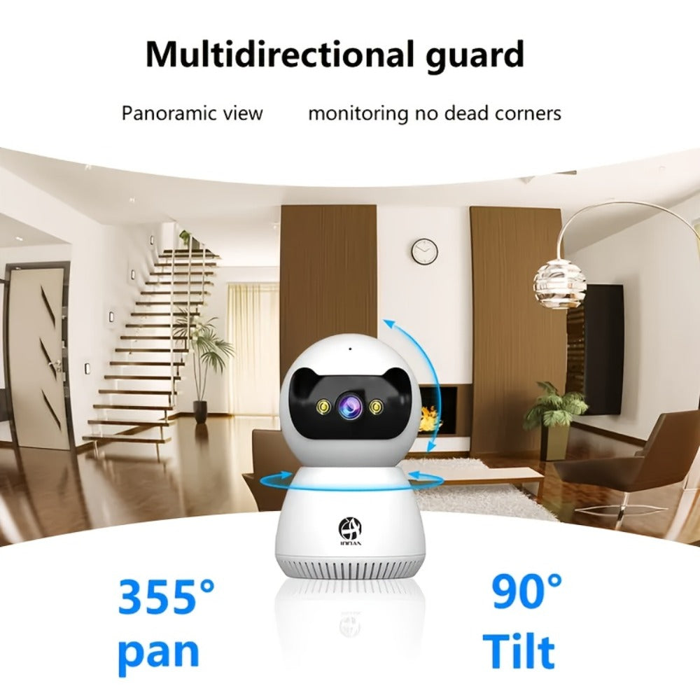 Cámara de seguridad inalámbrica para interiores compatible con Wifi de doble banda 2.4G/5G, equipada con cámara Pan-Tilt de 360°, con seguimiento de movimiento y visión nocturna a todo color, ideal para monitoreo del hogar o cámara para mascotas