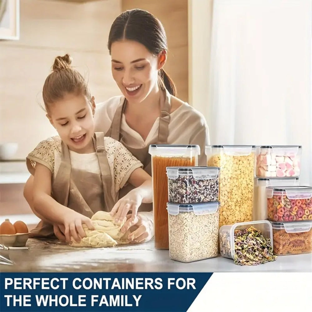 72 Contenedores Grandes Sellados para Alimentos con TAPAS, Contenedores de Plástico para Almacenar Granos, para Organizar y Almacenar Azúcar, Harina y Suministros para Hornear en Cocinas y Despensas, con Etiquetas y Marcas