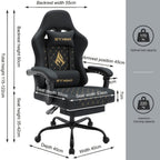 Silla de Oficina con Reposapiés, Silla Ergonómica, Silla Giratoria Ajustable con Soporte Lumbar, Silla de Oficina en Piel PU