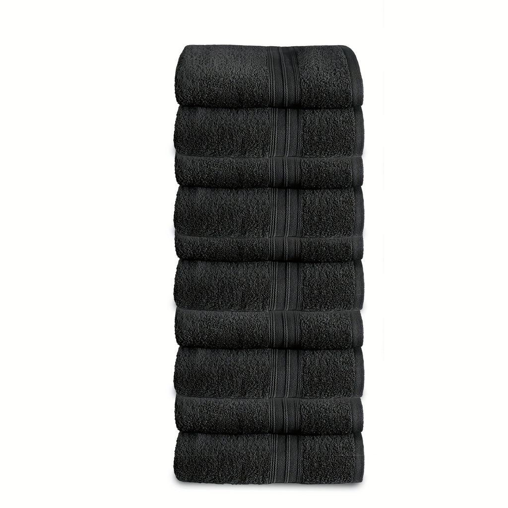Juego de 10 Toallas de Mano de 50 x 100 cm, 550 g/m², Toallas de Algodón Suave, Secado Rápido, Altamente Absorbentes y Ligeras, Multiusos con Borde a Rayas Moderno, Ideales para Hogar, Hotel y Baño