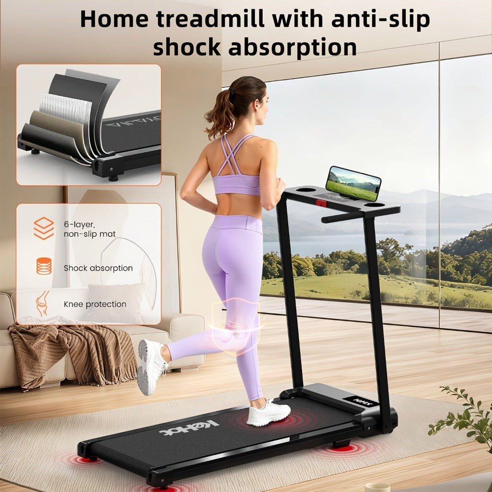 Cicloergo Plegable, Cicloergo 2 en 1, Cicloergo para Casa, Máquina de Correr y Caminar, Cicloergo Silencioso, Cicloergo Compacto, Altavoces Inalámbricos, Pantalla LED, Velocidad Ajustable, Motor de 2.0HP, Equipo de Gimnasio en Casa, Máquina de Correr Pleg