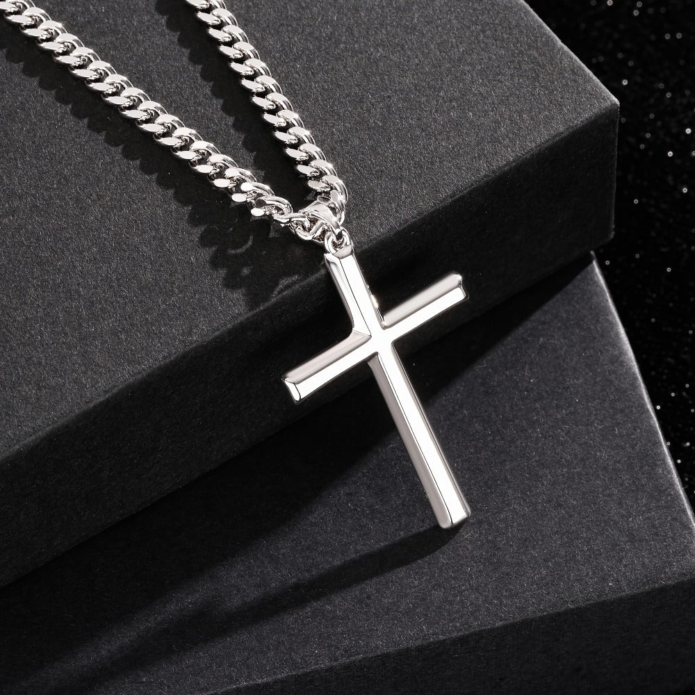 Collar con colgante de cruz de plata 925 con diseño de cadena clásica, adiciones de joyería estilo fiesta hip-hop, regalo para el Día de San Valentín, Día del Padre, incluye embalaje en caja de regalo