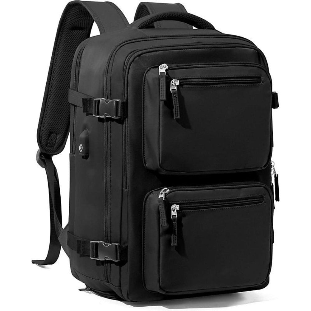 Mochila de Viaje para Cabina de Avion 45x32x18 para Vuelo Barato Equipaje de Mano y Espaciosa con Compartimento para Zapatos y Mochila Antirrobo Multifuncional para Viajes 2210.Travel Bag, Antirrobo, Negro, Bolsa de viaje