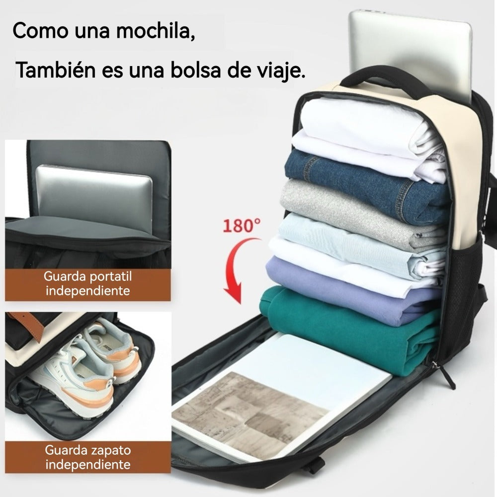 Mochila de Viaje para Cabina de Avion 43x30x18 para Vuelo Barato, Equipaje de Mano y Espaciosa con Compartimento para Zapatos y Mochila Antirrobo Multifuncional para Viajes (266)