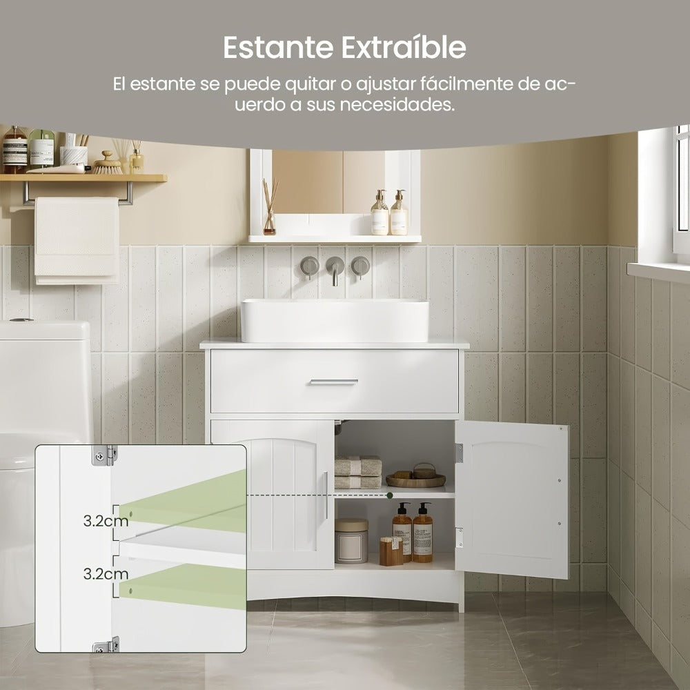 Armario de baño con espejo para medicinas aseo y almacenamiento del baño | 30 cm y 2 Compartimentos y Ajustable