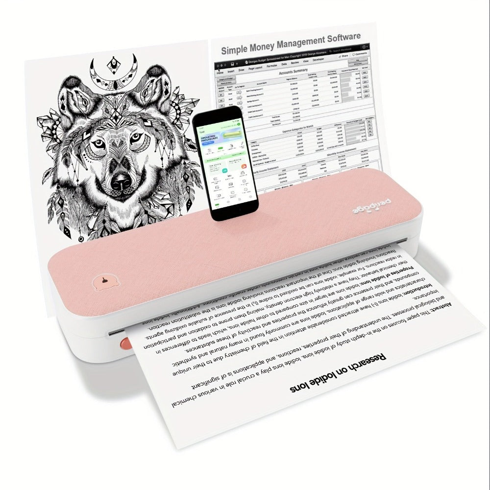 Impresora sin tinta PeriPage A40, Impresora portátil, Impresora de tatuajes, Admite papel de carta estadounidense de 20.98 cm x 29.69 cm, Impresora de viaje móvil inalámbrica sin tinta, Compatible con Android e IOS, Papel térmico Papel de tatuaje