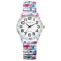 Reloj Elástico de Estilo Bohemio para Mujer: Un Reloj de Pulsera de Cuarzo con Diseño Floral, Banda Elástica de Acero Inoxidable y Esfera de Números Grandes, Perfecto Como Regalo de Cumpleaños o Navidad