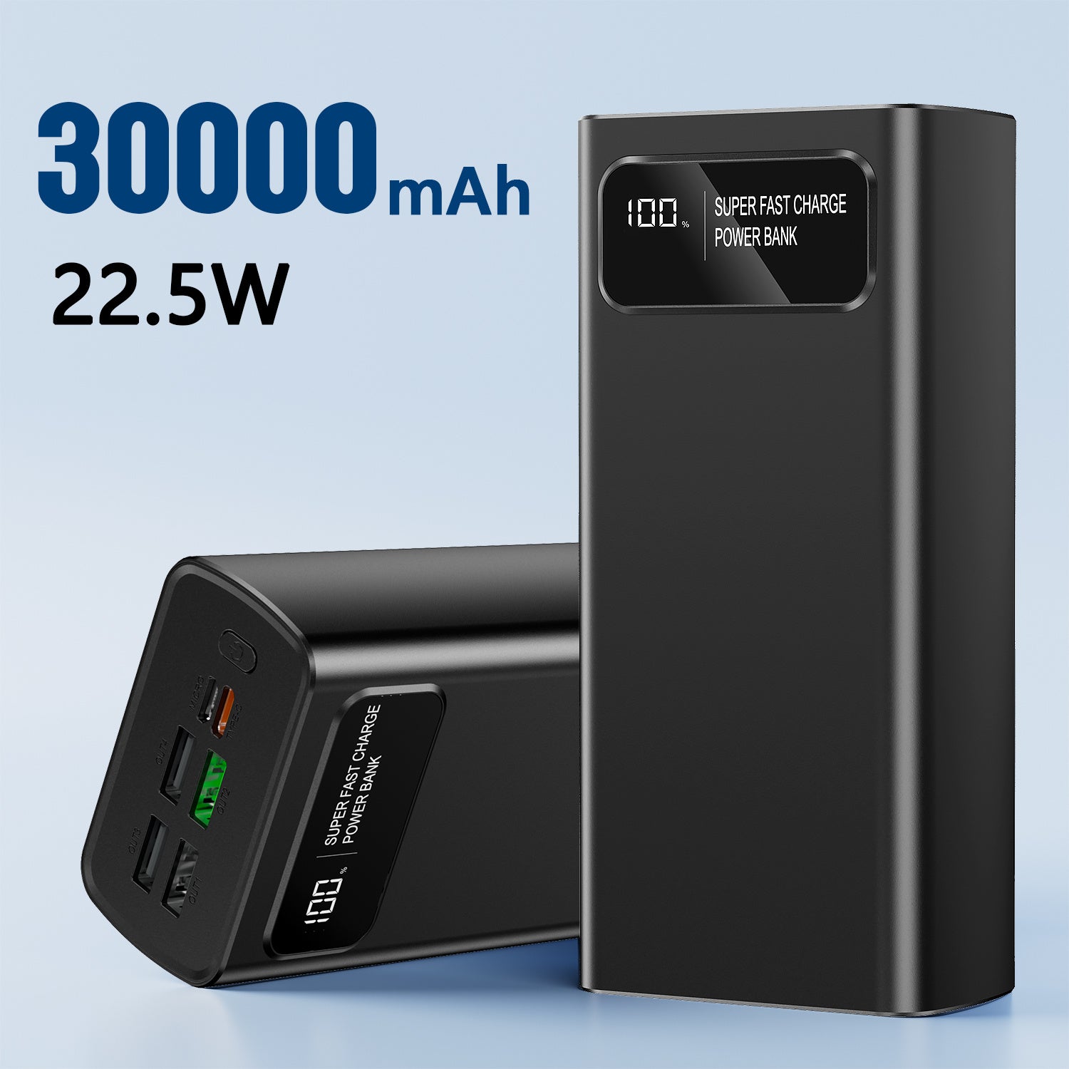 Power bank para carga durante viajes y uso diario | 30000 mAh y 22.5 W