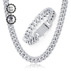 Juego de Joyería de Plata 925 con Cadena Cubana Incrustada con Zirconia 5A, Cadena Gruesa de Moda Hip-hop Casual, Ambiente de Lujo Generoso, Decoración para Fiestas y Banquetes, Hipoalergénico, El Mejor Regalo para Él, Empaque en Caja de Regalo Exquisita