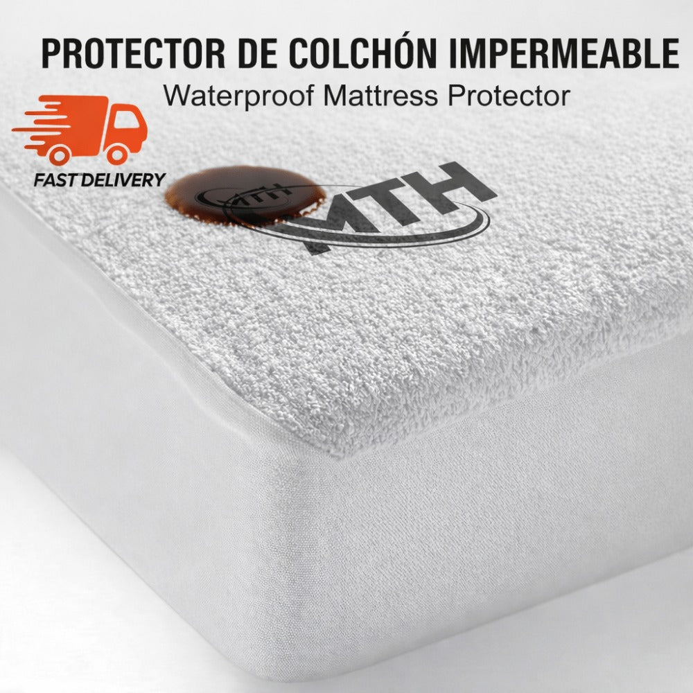 Protector de colchón ajustado impermeable, funda de sábanas de algodón terciopelo de 30 cm de profundidad, bolsillo ajustable, protector de terciopelo suave adecuado para todas las camas, incluidas camas individuales/dobles/camaras king, lavable a máquina