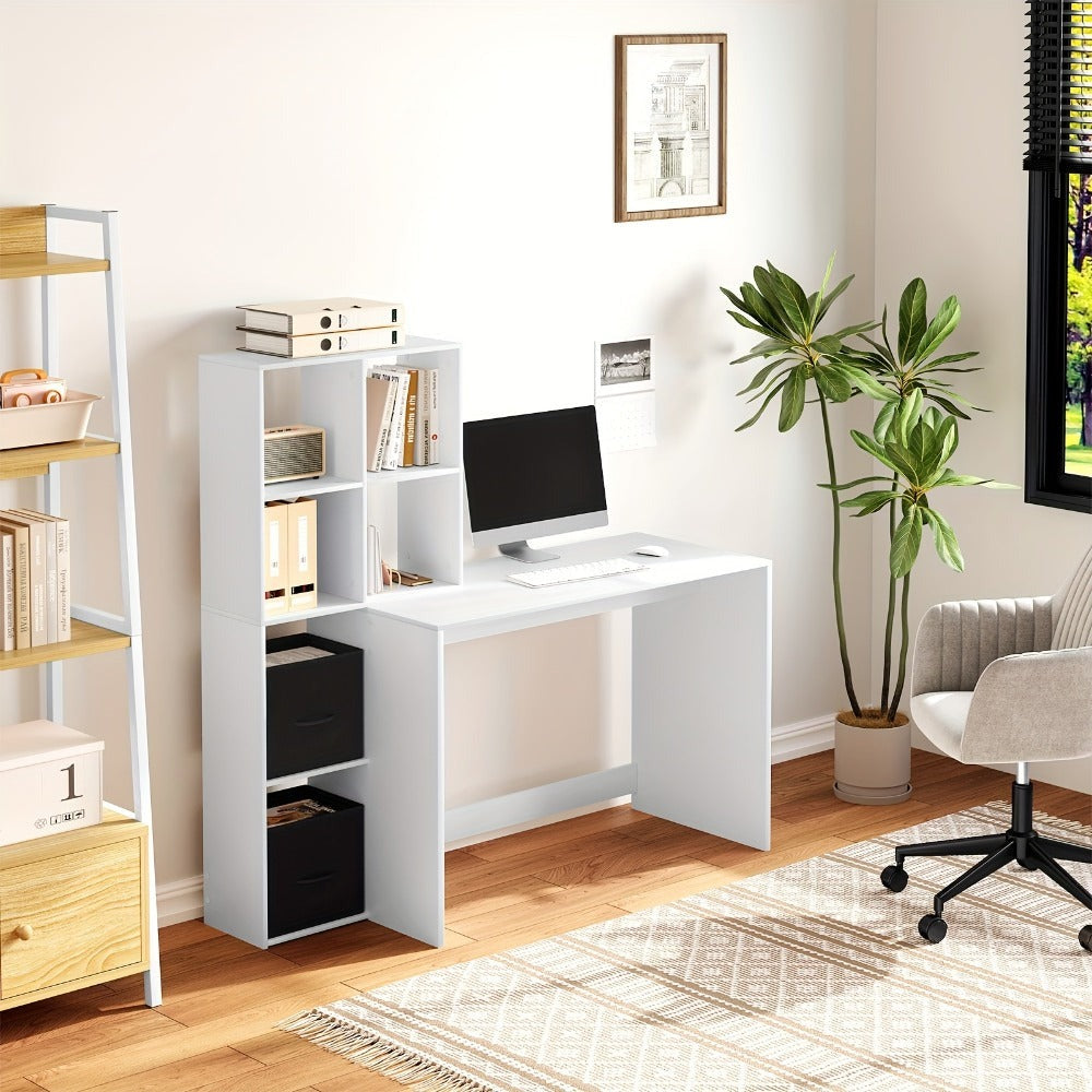 Escritorio de Oficina Moderno y Minimalista WOLTU con Marco Metálico y Tapa de Madera - Escritorio Blanco para Estudio, Dormitorio o Espacio de Trabajo - Estación de Trabajo Robusta y Duradera