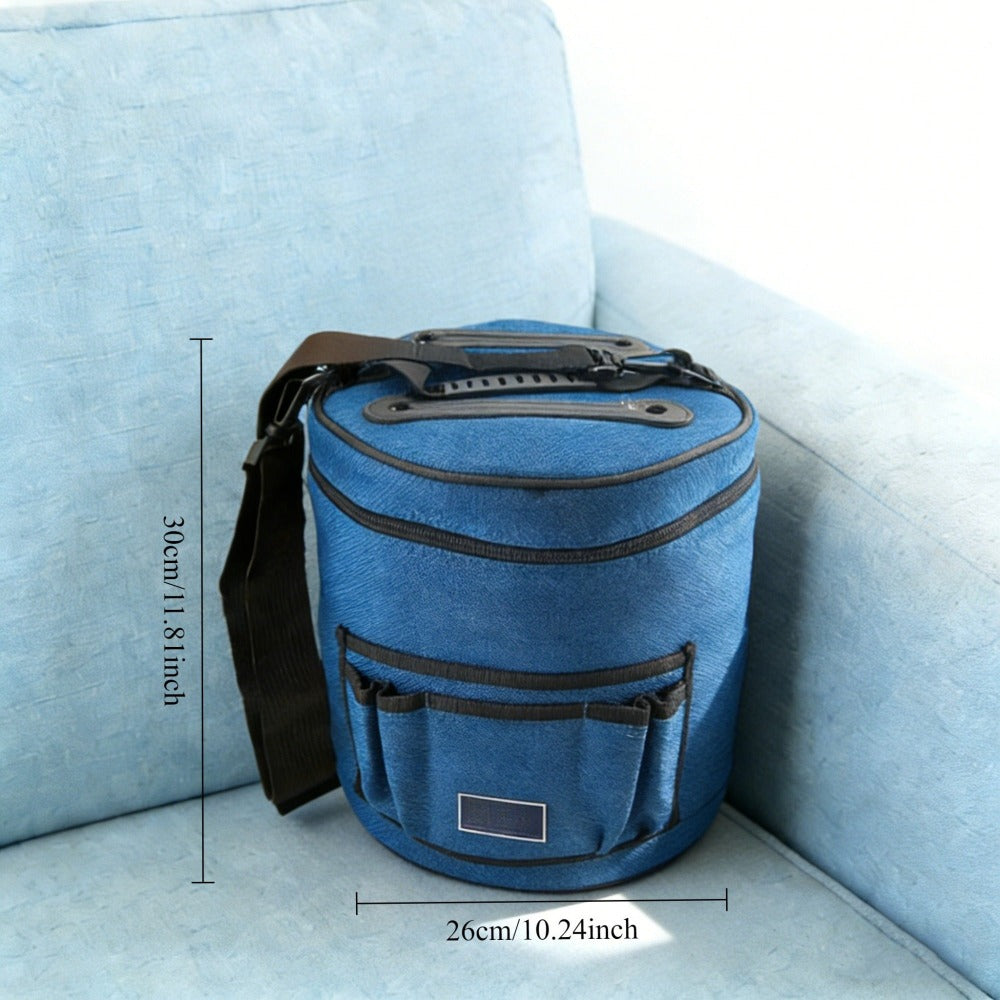 Bolso de Ganchillo Grande XL con Organizador de Hilos para 7 - Tote Portátil para Manualidades, Ideal para Suministros de Tejido y Crochet, Bandolera, Bolsa de Almacenamiento de Hilos para Patrones de Tejido, Ganchos, Agujas, Tela para Aficionados y Artes
