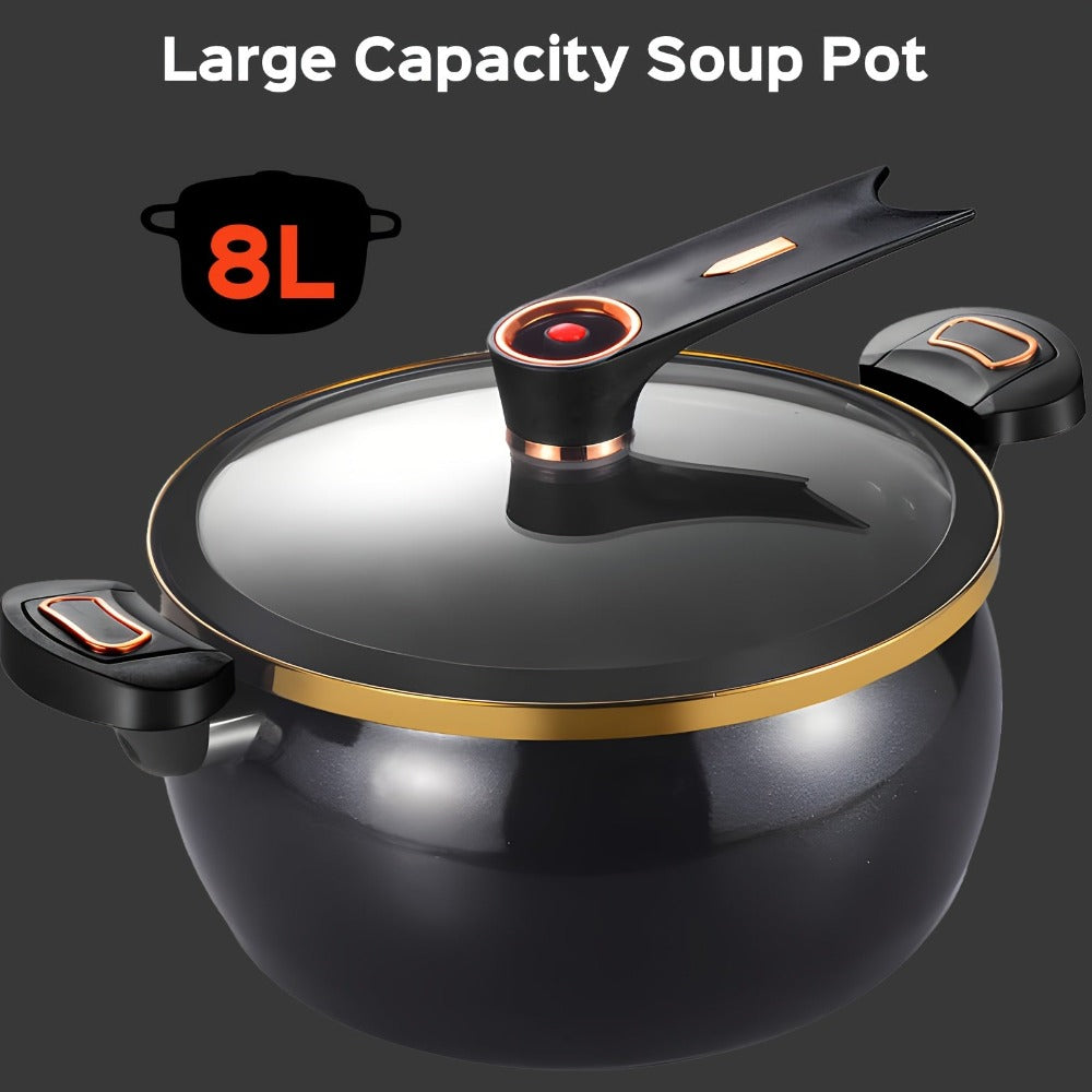 Olla para sopa multifuncional de gran capacidad de 8L, 28 cm/11 pulgadas, apta para cocinar y estofar, compatible con cocinas de gas e de inducción.
