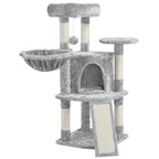 Costoffs Árbol para gatos de 107 cm con plataforma de observación, cueva para gatos, 5 postes de sisal, cueva de descanso, rascador y bola de felpa colgante, mueble para gatos