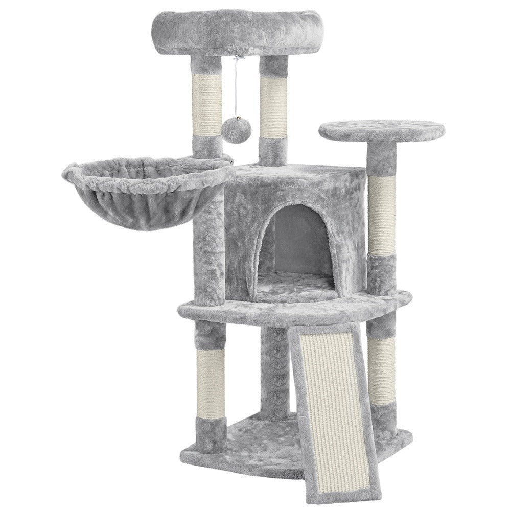Costoffs Árbol para gatos de 107 cm con plataforma de observación, cueva para gatos, 5 postes de sisal, cueva de descanso, rascador y bola de felpa colgante, mueble para gatos