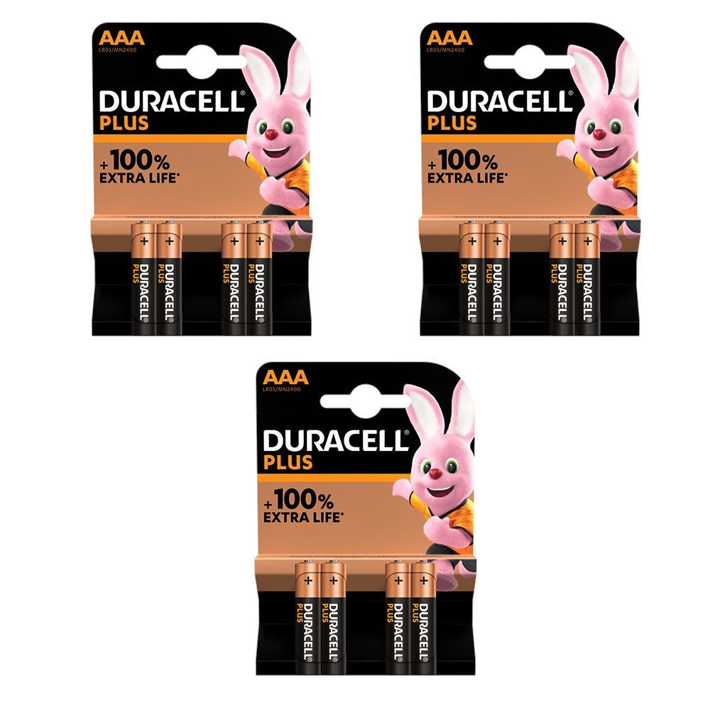 Paquete de 12 pilas AAA alcalinas Duracell Plus Mini Stilo de larga duración