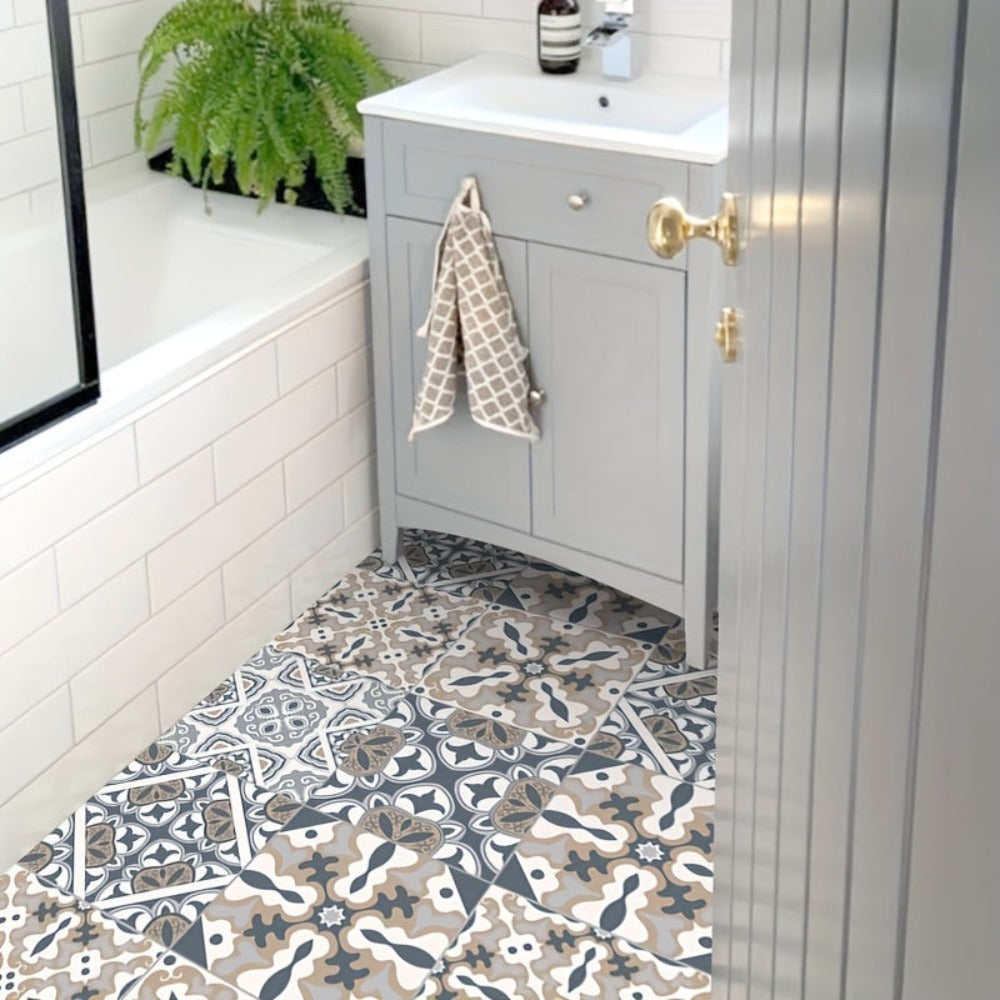 10 piezas, Pegatinas de Azulejos Impermeables para Baño, Inodoro y Sala de Estar - Antideslizantes, Autoadhesivas, Resistentes al Aceite y Fáciles de Colocar - Ideales para Crear un Suelo Elegante y Duradero