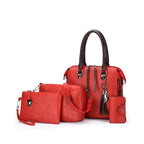 Conjunto de 4 piezas de bolsos para mujer, moderno y versátil, incluye bolso tote retro, bolso cruzado de hombro, bolso de mano, billetera, bolso tote grande de PU con cera de aceite, borlas, ideal para el día a día, viajes y como regalo