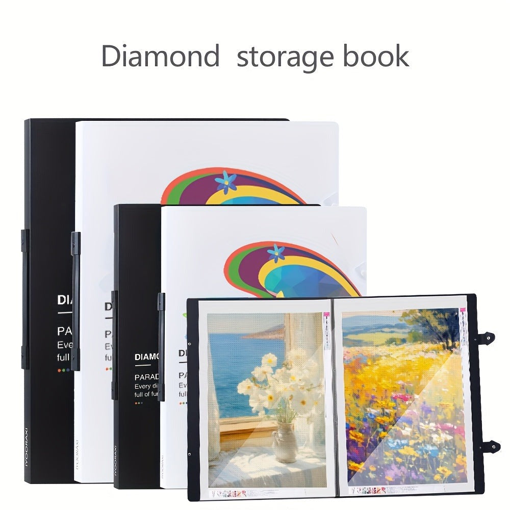 1pc Carpeta de Almacenamiento para Arte de Pintura de Diamantes A3/4K para Adiciones de Pintura de Diamantes con 30 Fundas Protectoras de Página Interior (42.5 X 30.3Cm) (56 X 41.5Cm)