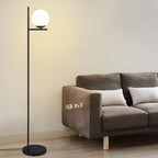 Lámpara de Pie Industrial Moderna con Interruptor de Pie y Pantalla de Vidrio - Lámpara de Mesa de Metal Resistente, Ideal para Sala de Estar u Oficina - Blanco/, Portalámparas E27 (Bombilla No Incluida)