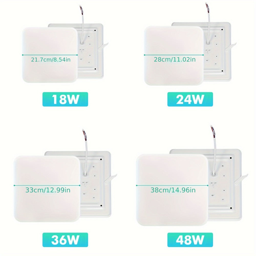 Lámpara de techo | Lámpara de techo LED cuadrada 18W 24W 36W 48W blanco frío 6500k, iluminación interior para dormitorio, sala de estar, cocina