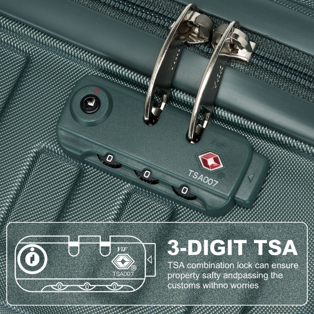 1pieza de 20/24/28 pulgadas Drak Green Sleek Geometric Pattern Hard Shell ABS+PC Maleta con cerradura TSA para viajes sin esfuerzo Regreso a la escuela Regalo de vacaciones