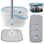 1 Set, Mopa y Cubeta Lavapies Separación de Agua Negra Manos Libres, con 3 Paños de Mopa en Total, Mopa Giratoria para el Hogar, Mopa Perezosa, Mopa para Quitar el Polvo, Uso Seco y Húmedo, Perfecta para el Hogar, Cocina, Piso de Baño, Suministros de Limp