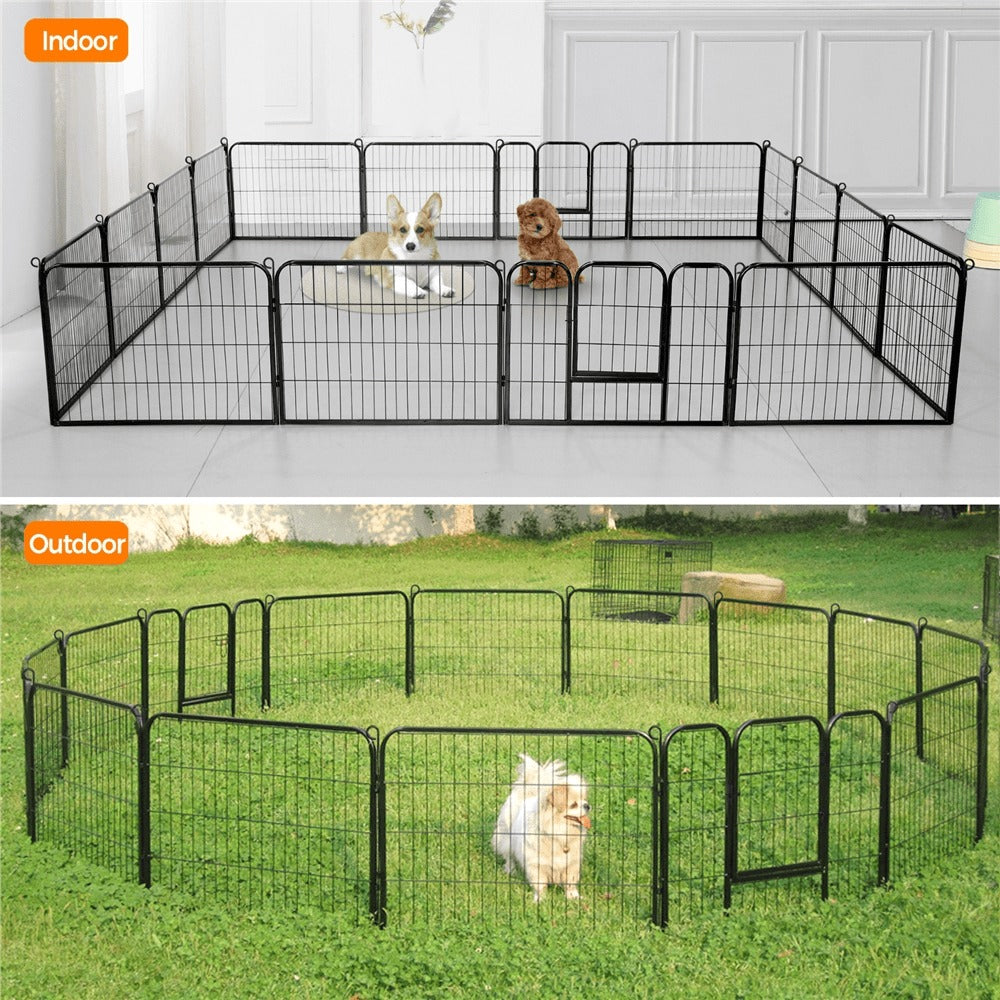 Costoffs Jaula para Perros de 80 x 60 cm con Puerta y Anillos para Piso, Ideal para Uso Interior y Exterior