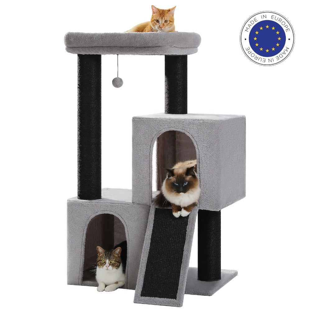 Árbol para Gatos Grande - Torre para Gatos de 170 cm de Altura para Gatos Adultos de Interior con 13 Postes de Rascado Negros Gruesos (10.9 cm), Condominio para Gatos de Múltiples Niveles, Plataforma Súper Grande y Hamacas para Maine Coon de 9 kg