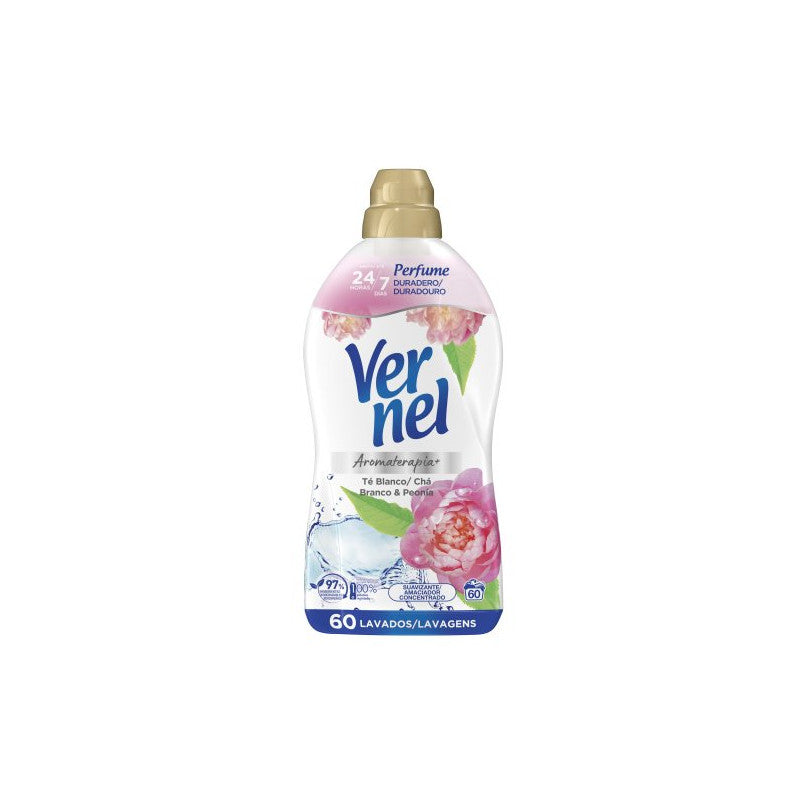 Paquete de 4 suavizantes de tela Vernel de aromaterapia para 4*60 lavados (Maldivas-Delicado, Lirio Irresistible, Té Blanco/Té) - Paquete de 4 suavizantes de tela Vernel de aromaterapia Cielo Azul para 4*55 lavados - Paquete de 4 suavizantes de tela Verne