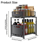 Organizador de 2 niveles para debajo del fregadero, cajones extraíbles, acero al carbono, almacenamiento para cocina y baño, almacenamiento deslizante sin taladrar para cocina, altura ajustable, , gran capacidad de carga