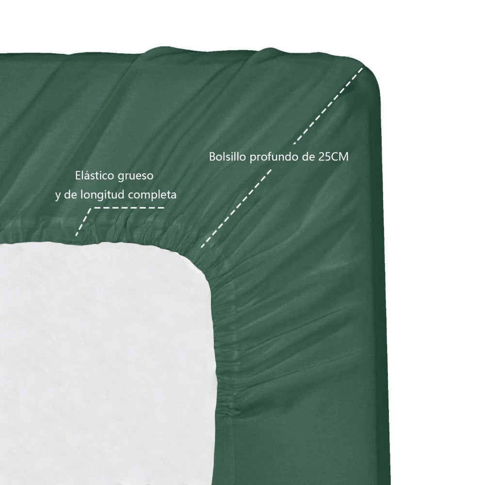 Juego de Sábanas Ligero Suave Fresca 4 Piezas para Cama de 90/105/135/150 cm – 100%Microfibra – Incluye Sábana Bajera Ajustable con borde elástico de 25 cm de profundidad, Sábana Encimera y 2 Fundas de Almohada – Suave, Transpirable y Confortable