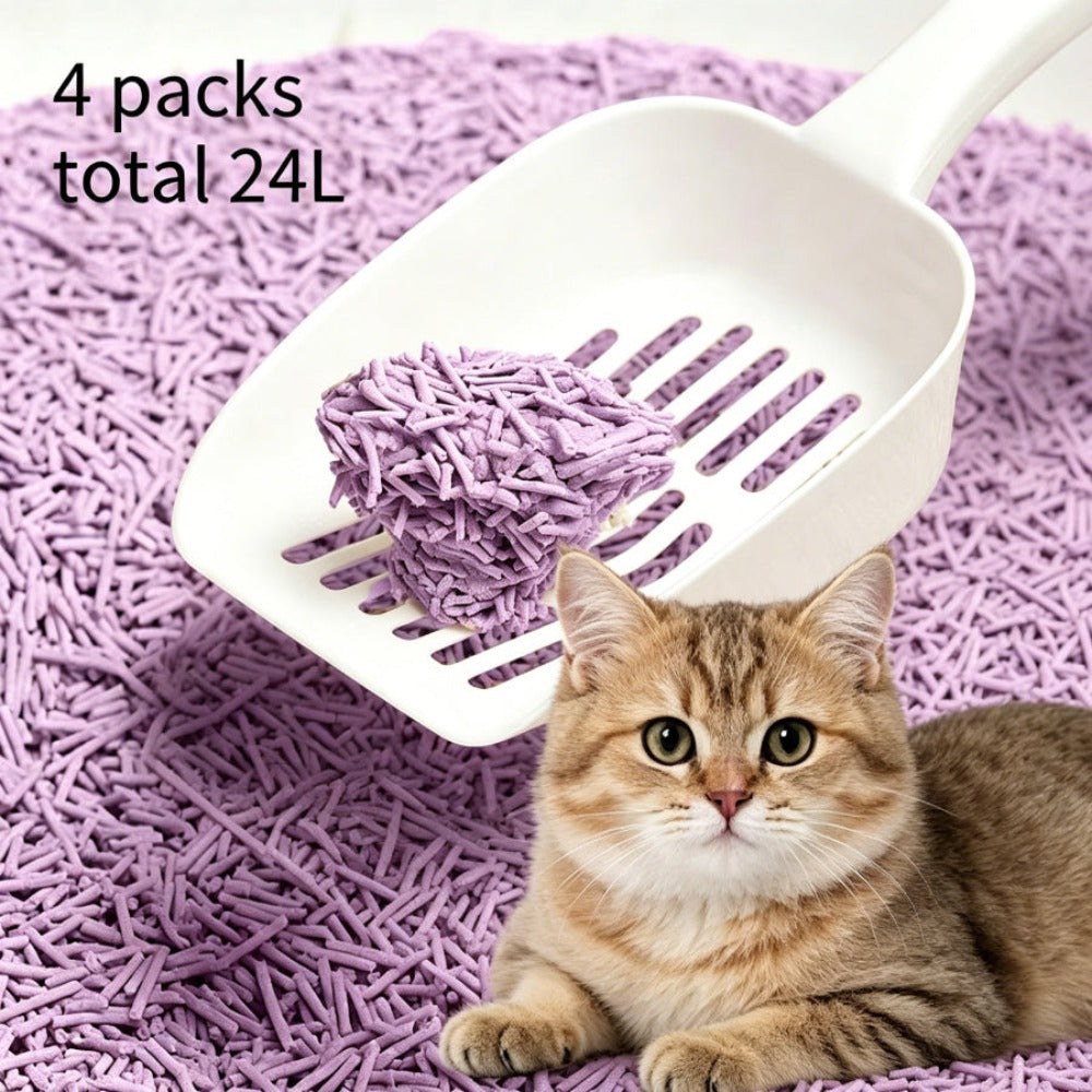 Arenero para gatos de tofu 6L - Sin polvo, fácil de formar bolas, control de olores - y seguro para gatitos - Paquete de 4 bolsas