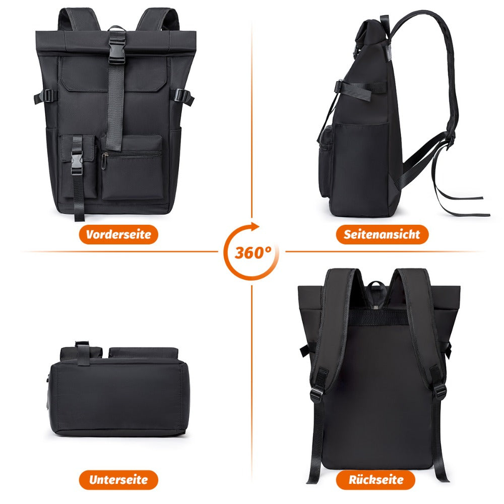 Mochila de Viaje Moderna de 20L/26L para Hombres, Mujeres, Estudiantes, Mochila Escolar Ligera con Tapa Enrollable, con Cremallera Antirrobo, Mochila Ligera para Senderismo, Viajes y Deportes al Aire Libre