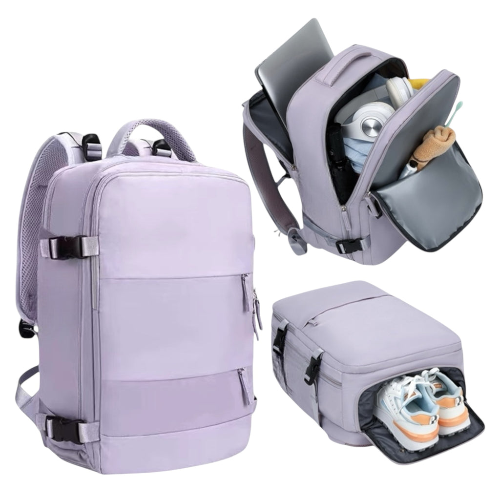 Mochila de Viaje para Cabina de Avion 45x30x20 para Vuelo Barato Equipaje de Mano y Espaciosa con Compartimento para Zapatos y Mochila Antirrobo Multifuncional para Viajes 2210.