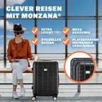 MONZANA® Juego de Maletas de 3 Piezas con Candado TSA, Maletas Rígidas en Tallas M-L-XL, Asas de Gel, 4 Ruedas Gemelas, Pies de Soporte, Maleta de Viaje con Ruedas – Negro, Azul o Champagne