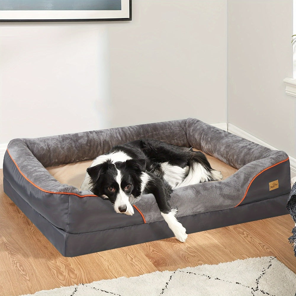 Cama ortopédica extragrande para perro, cama para mascotas de espuma de esponja, con funda lavable con cremallera, sofá tumbona para perros, para perros grandes y jumbo, regalo de juguete con chirrido, XL-3XL