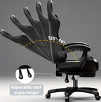 Silla de gaming ergonómica con inclinación ajustable y reposapiés, silla de oficina con reposacabezas y soporte lumbar, hecha de material duradero, ideal para trabajo y ocio